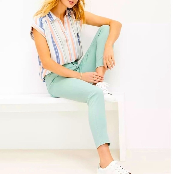 NWT ANN TAYLOR Modern Slim Ankle Length Jean Mint - Picture 1 of 9